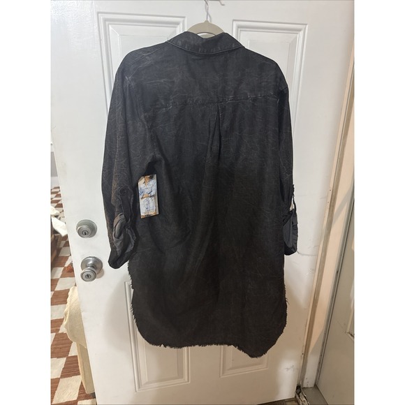 Thrill Jeans Stonewashed Denim Dress Sz 2x Long Back Raw Edge Thrashed New Tags - Picture 7 of 11